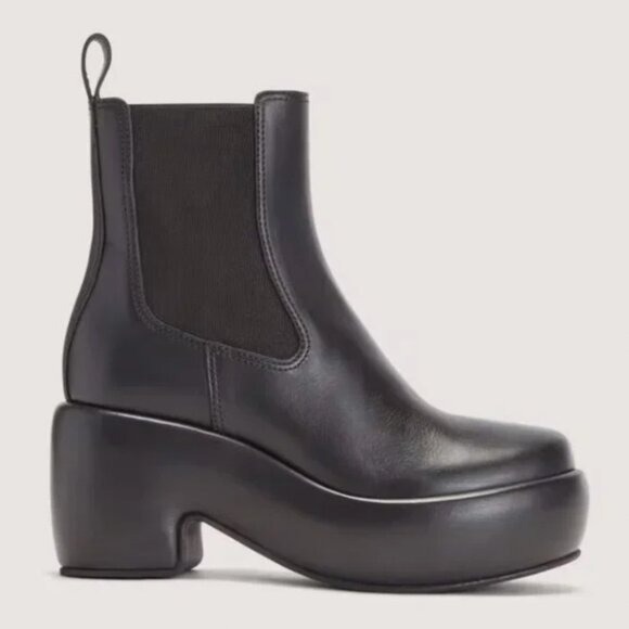 NEW Everlane The Puffa Boot Womens 7 Black Leather Clog Platform Bootie - Picture 1 of 13